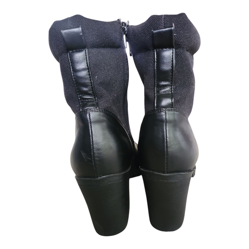 XOXO Black Lace-Up Heeled Combat Boots Size 10 Chunky Heel Ankle Booties - Picture 4 of 9